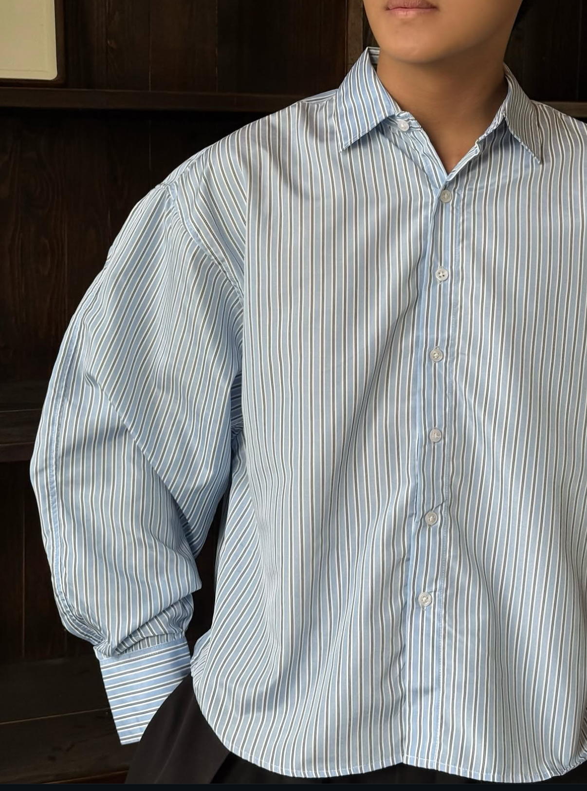Plaid Curved Sleeve Shirt